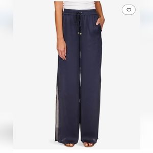 Nwt Michael Kors large navy blue pants open on the sides Solid High Slit Pants